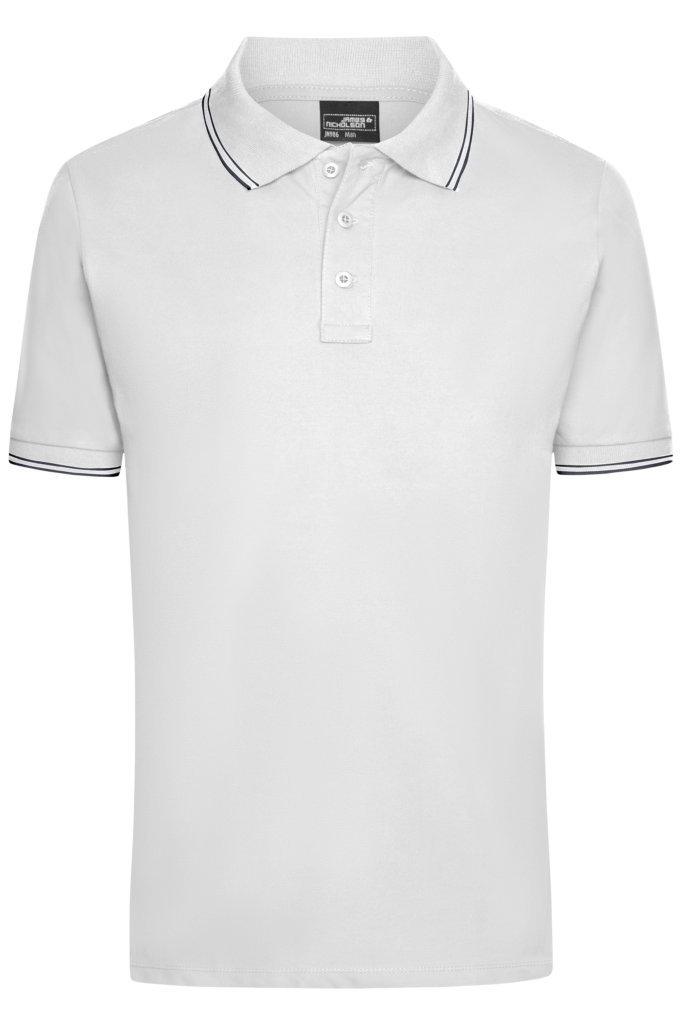 James & Nicholson Herren Elastic Polo white/navy