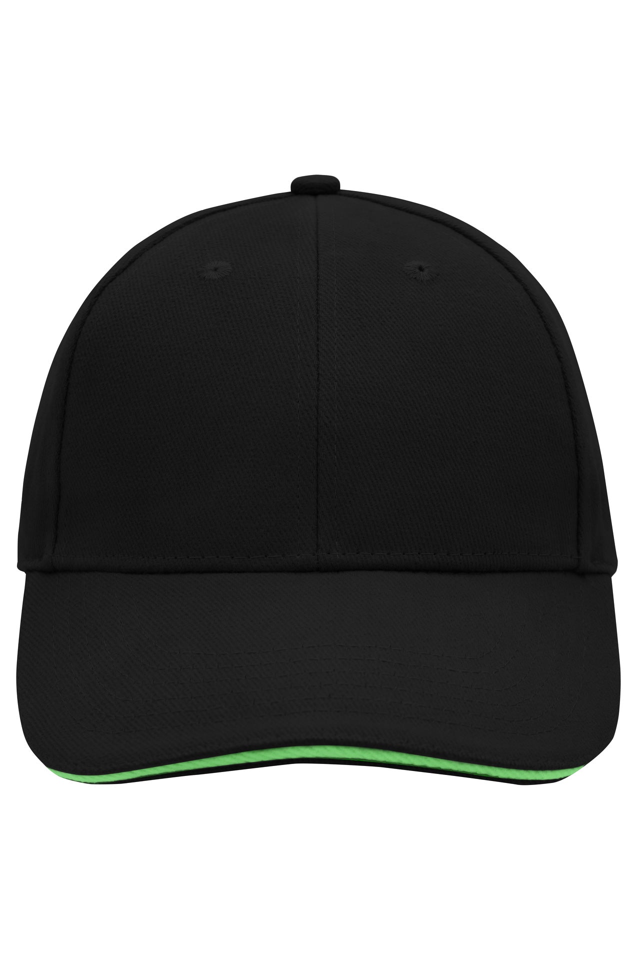 James & Nicholson Panel Sandwich Cap black/lime-green