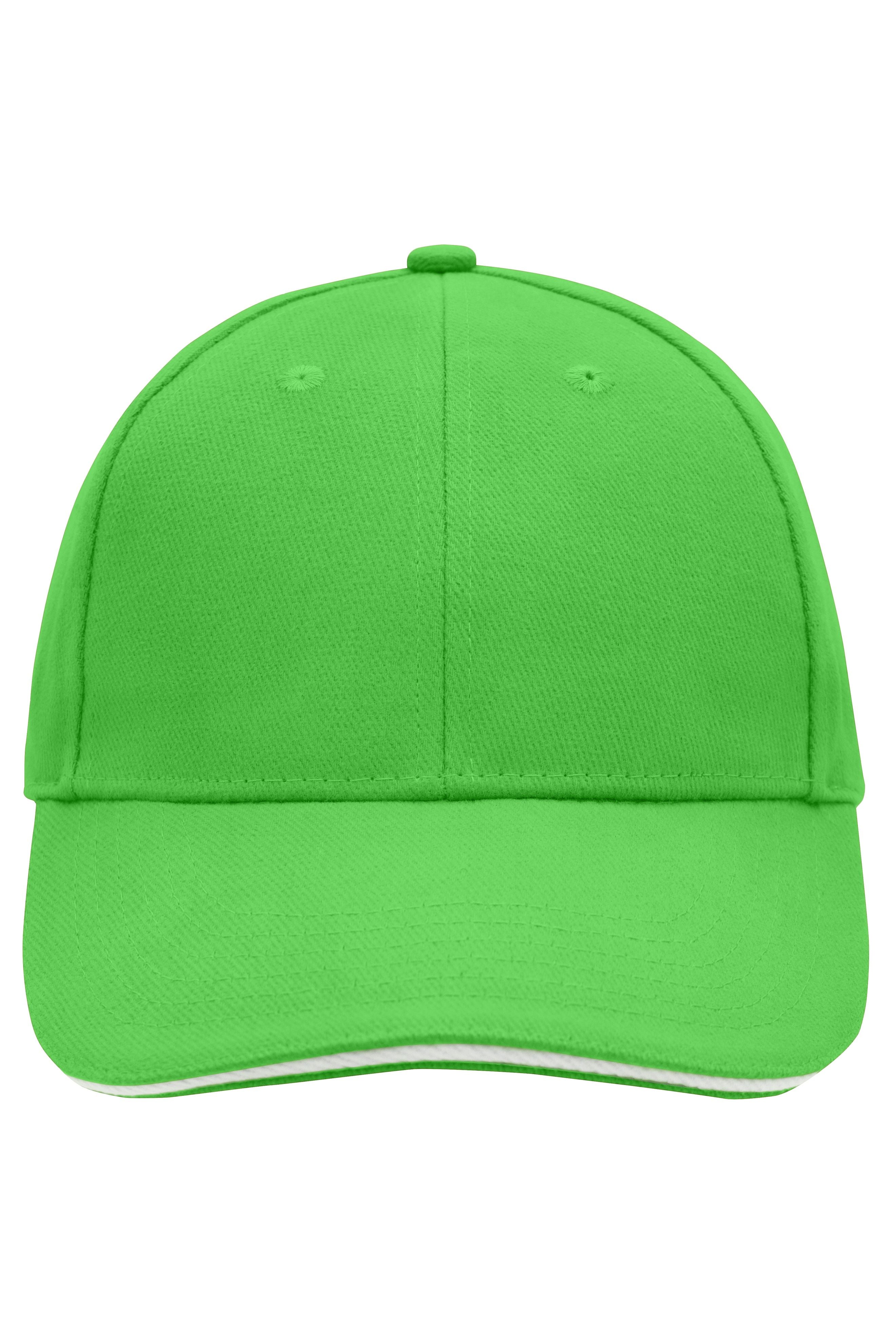 James & Nicholson Panel Sandwich Cap lime-green/white