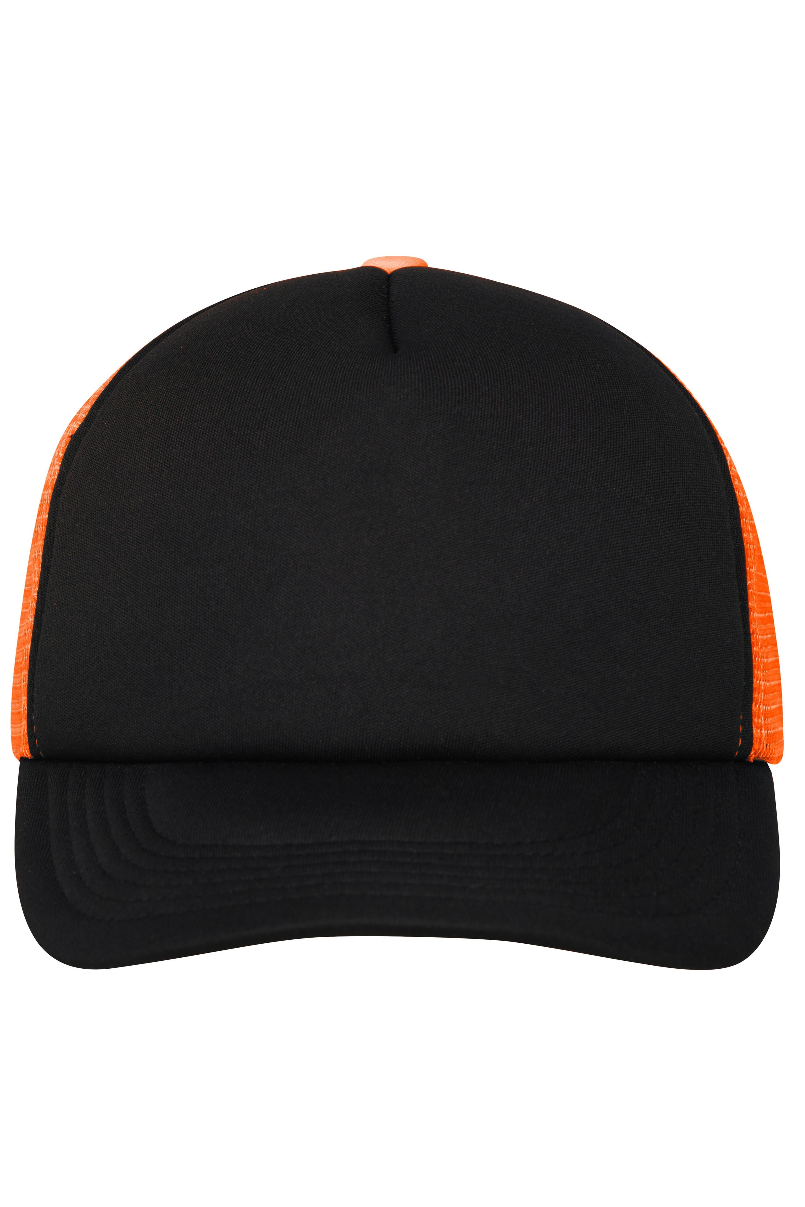 James & Nicholson Panel Mesh Cap black/neon-orange