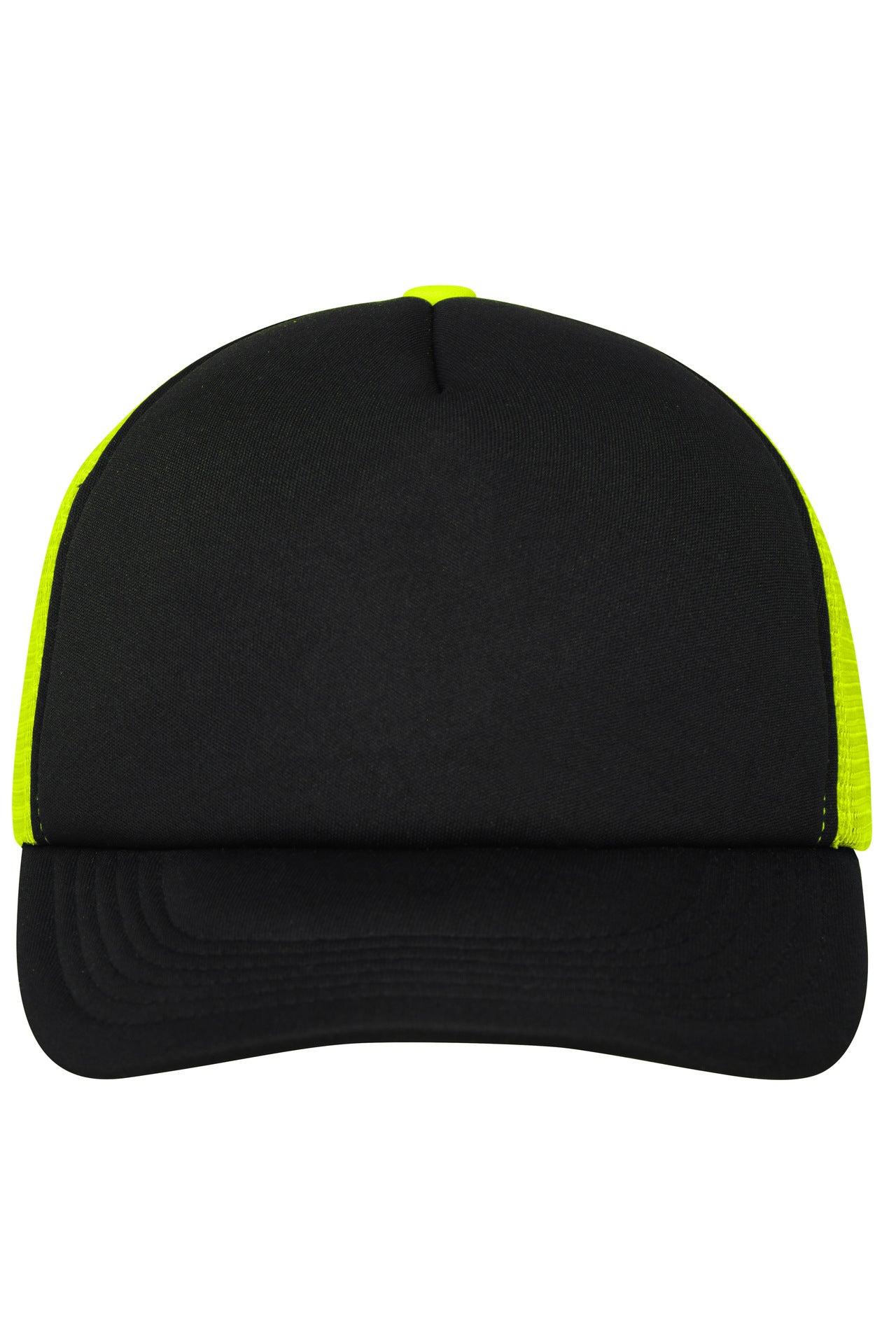 James & Nicholson Panel Mesh Cap black/neon-yellow
