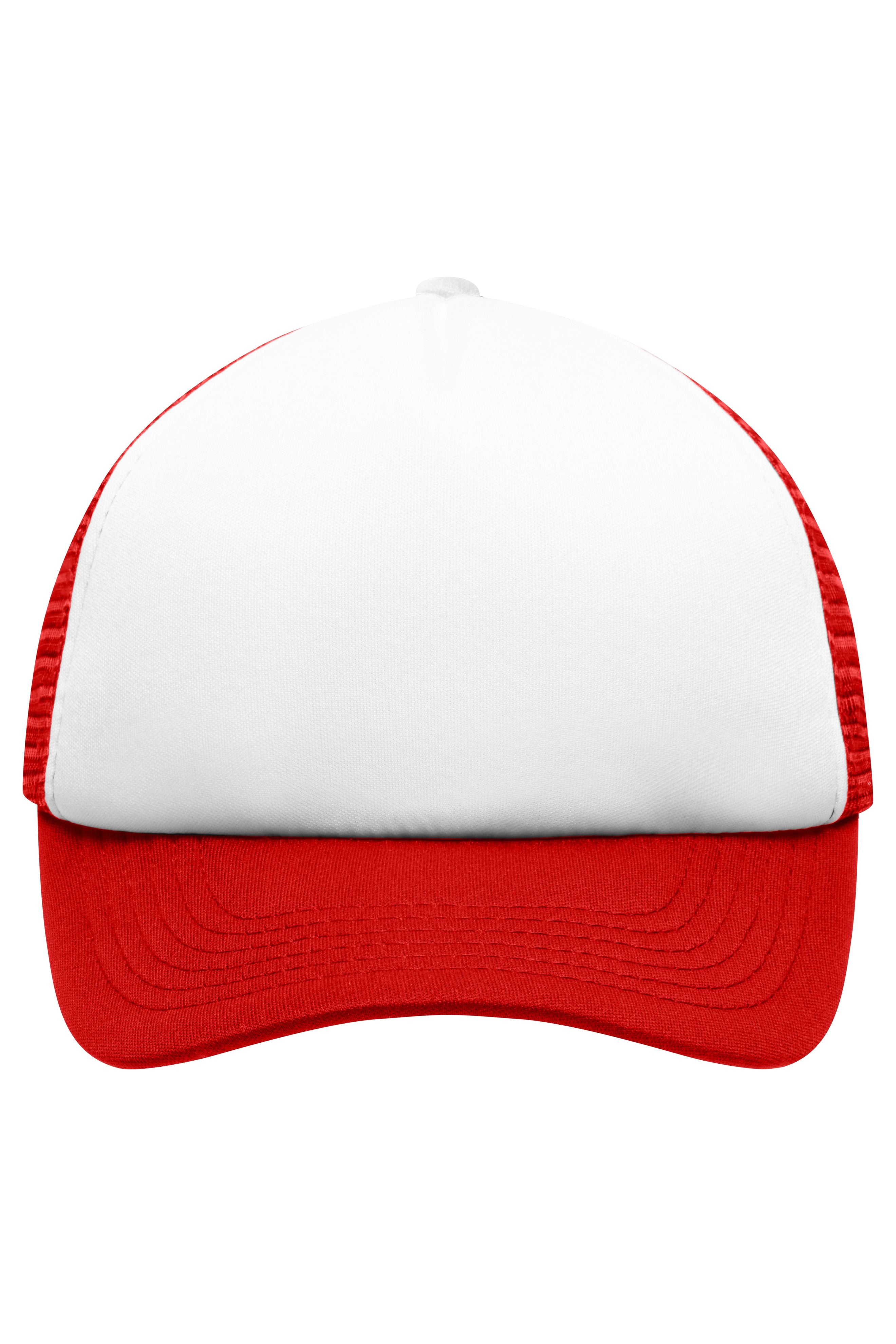 James & Nicholson Panel Kinder Mesh Cap white/red