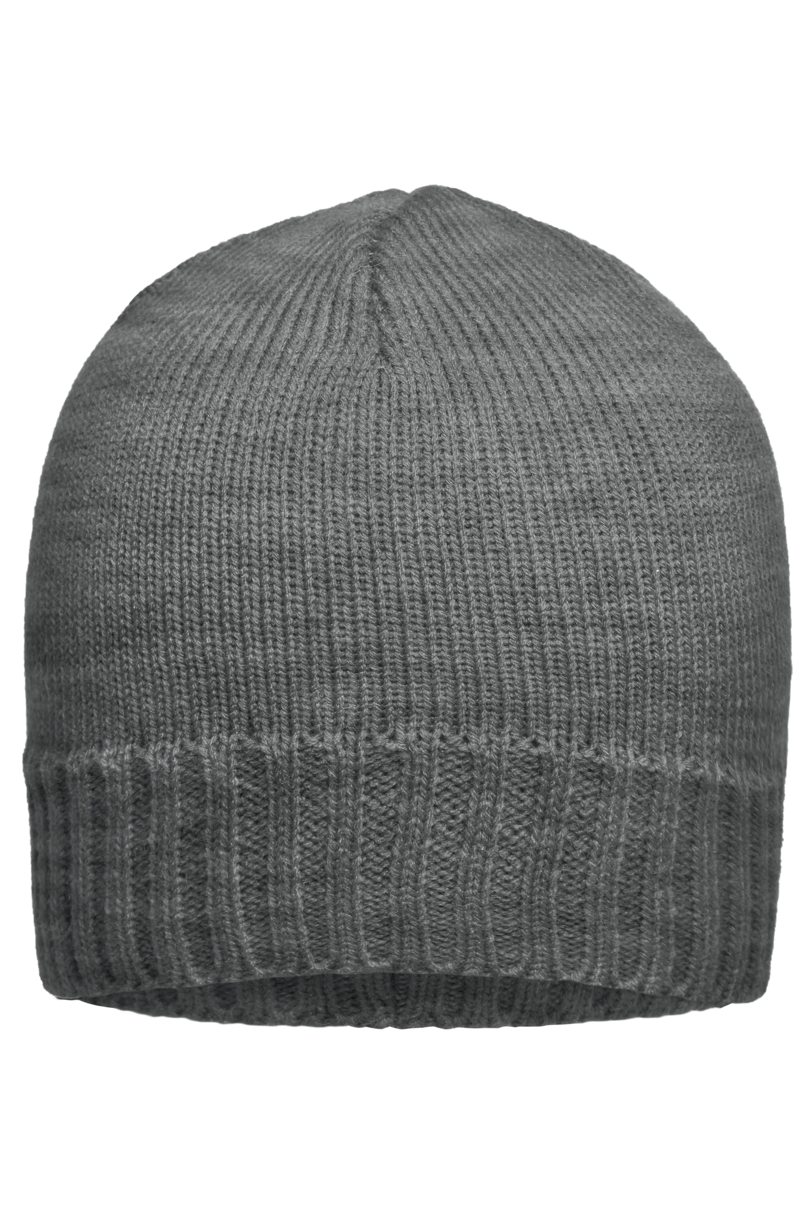 James & Nicholson Beanie gerippt dark-grey-melange