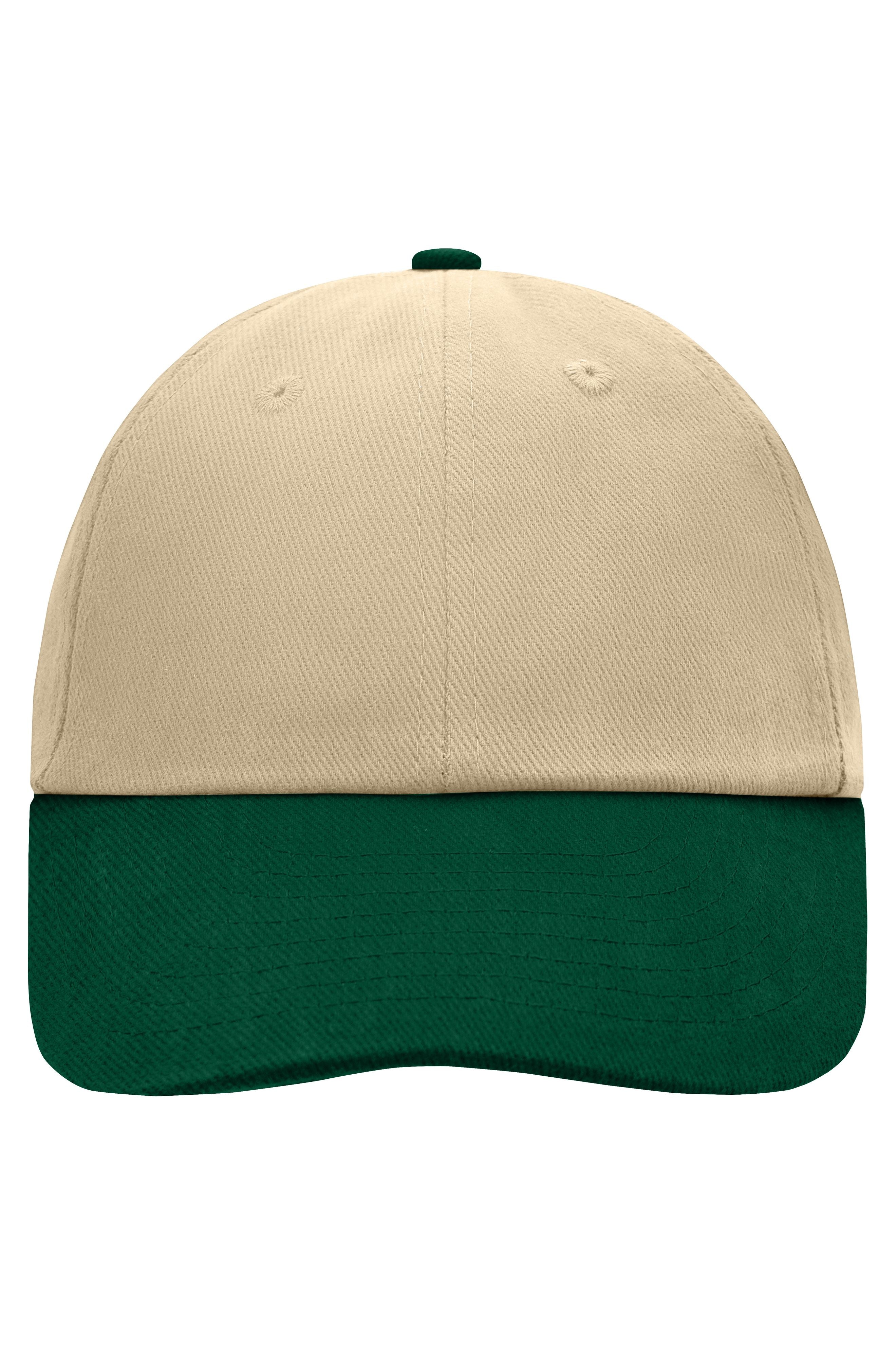 James & Nicholson Panel Cotton Cap beige/dark-green
