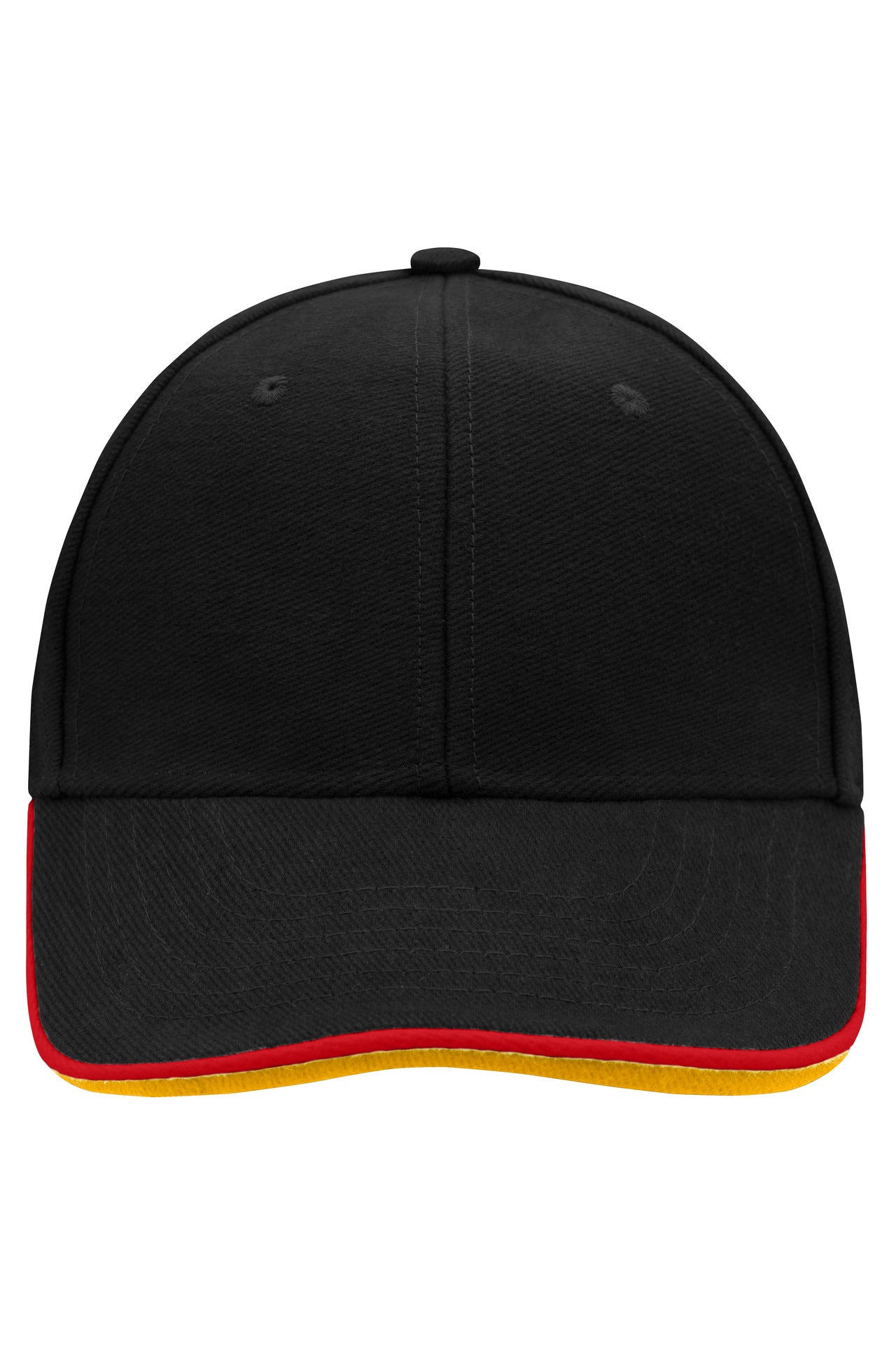 James & Nicholson Doppeldandwich Cap black/red/gold-yellow