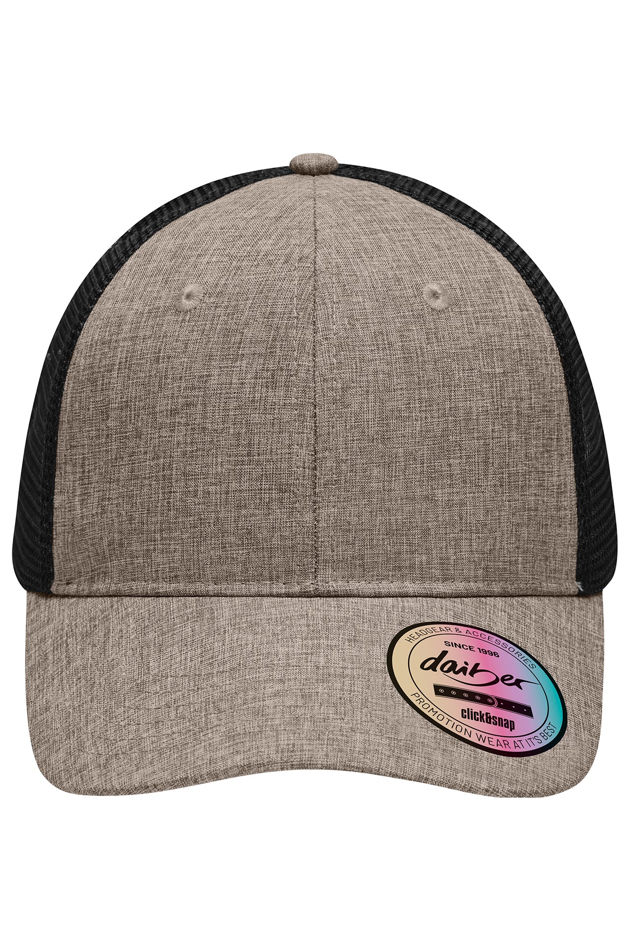 James & Nicholson Mesh Cap in moderner Mélange-Optik brown-melange/black