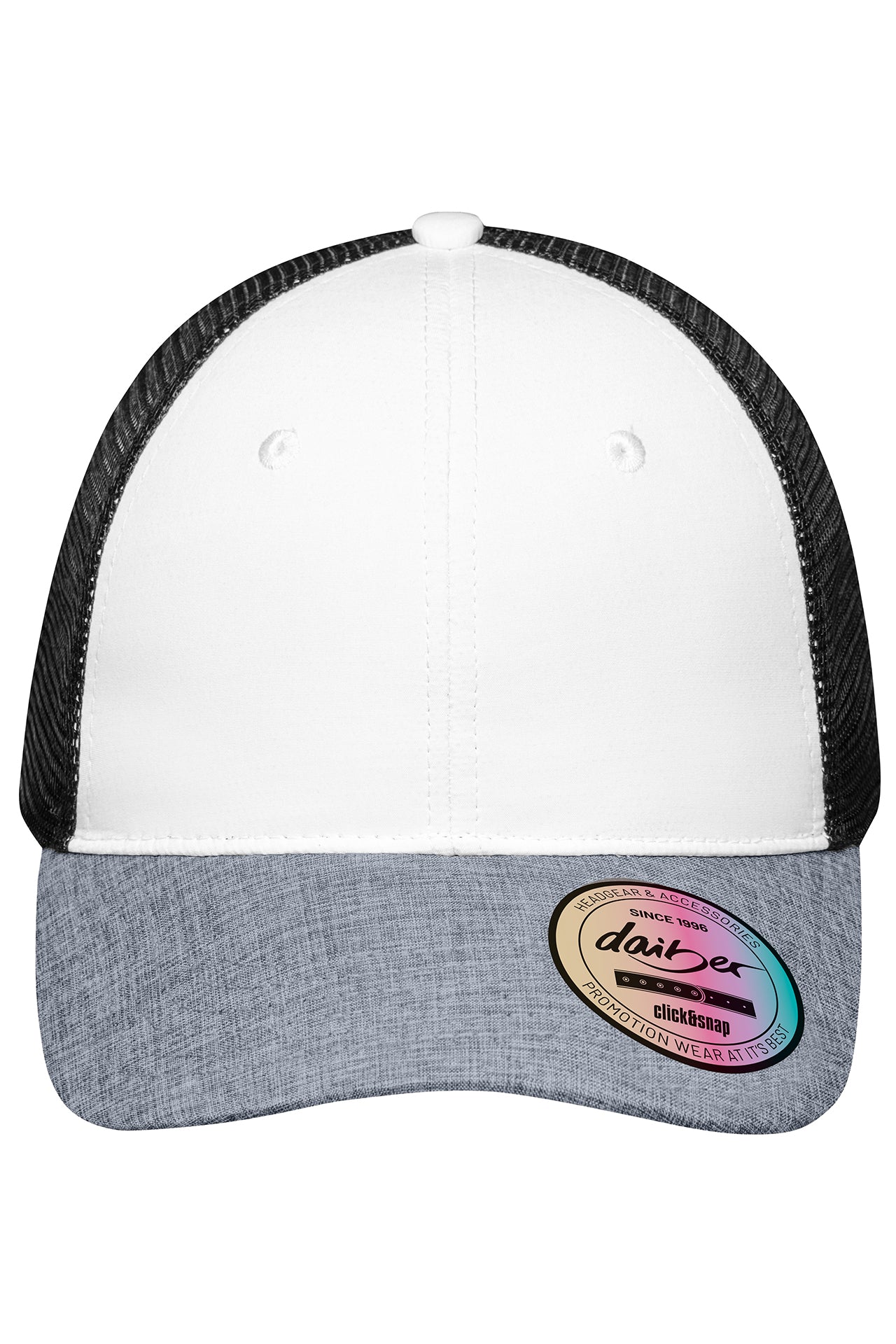 James & Nicholson Mesh Cap in moderner Mélange-Optik white/grey-melange/black