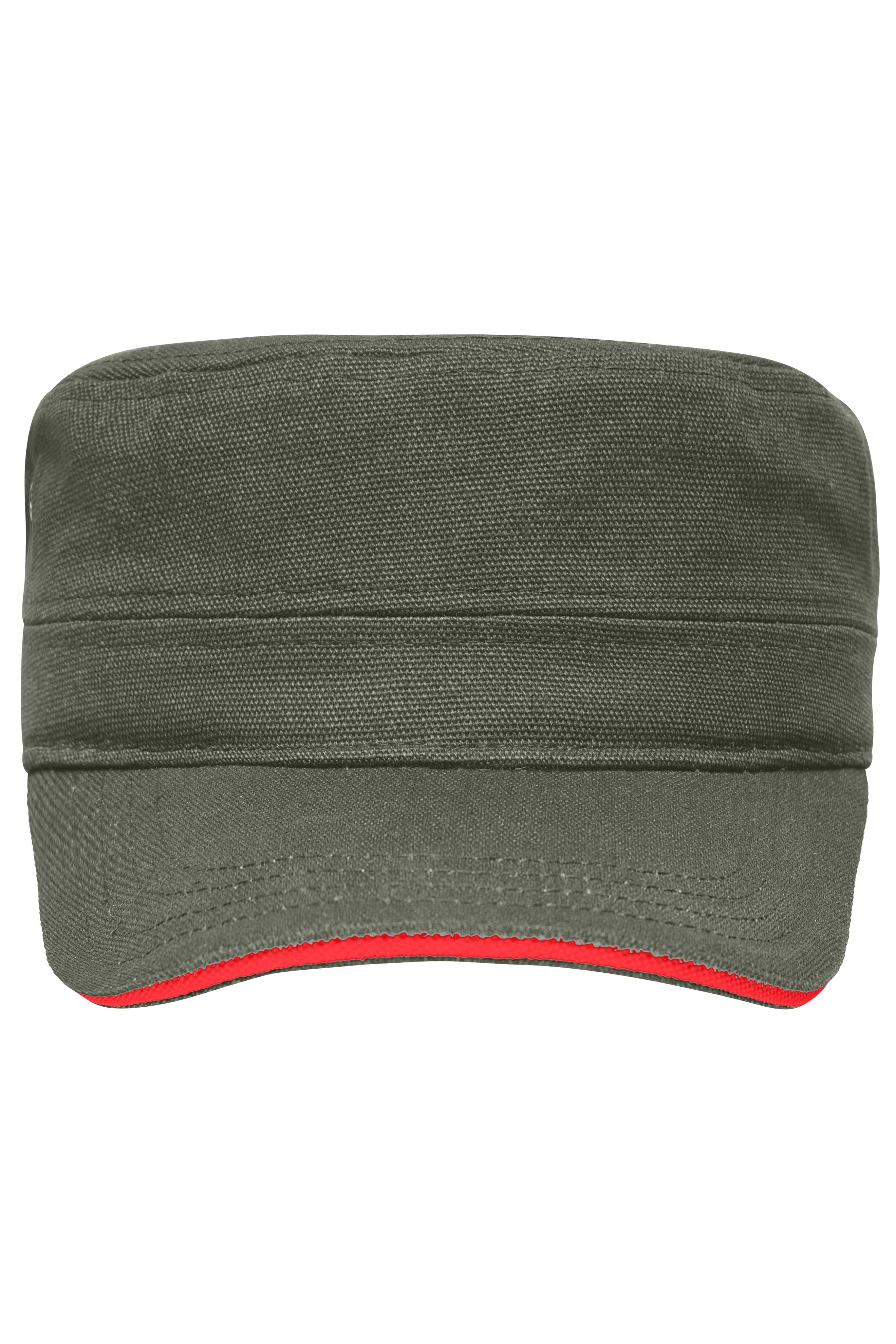 James & Nicholson Cap in Military-Stil olive/red