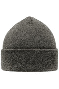 James & Nicholson Melierte Strickmütze mit Umschlag black-melange