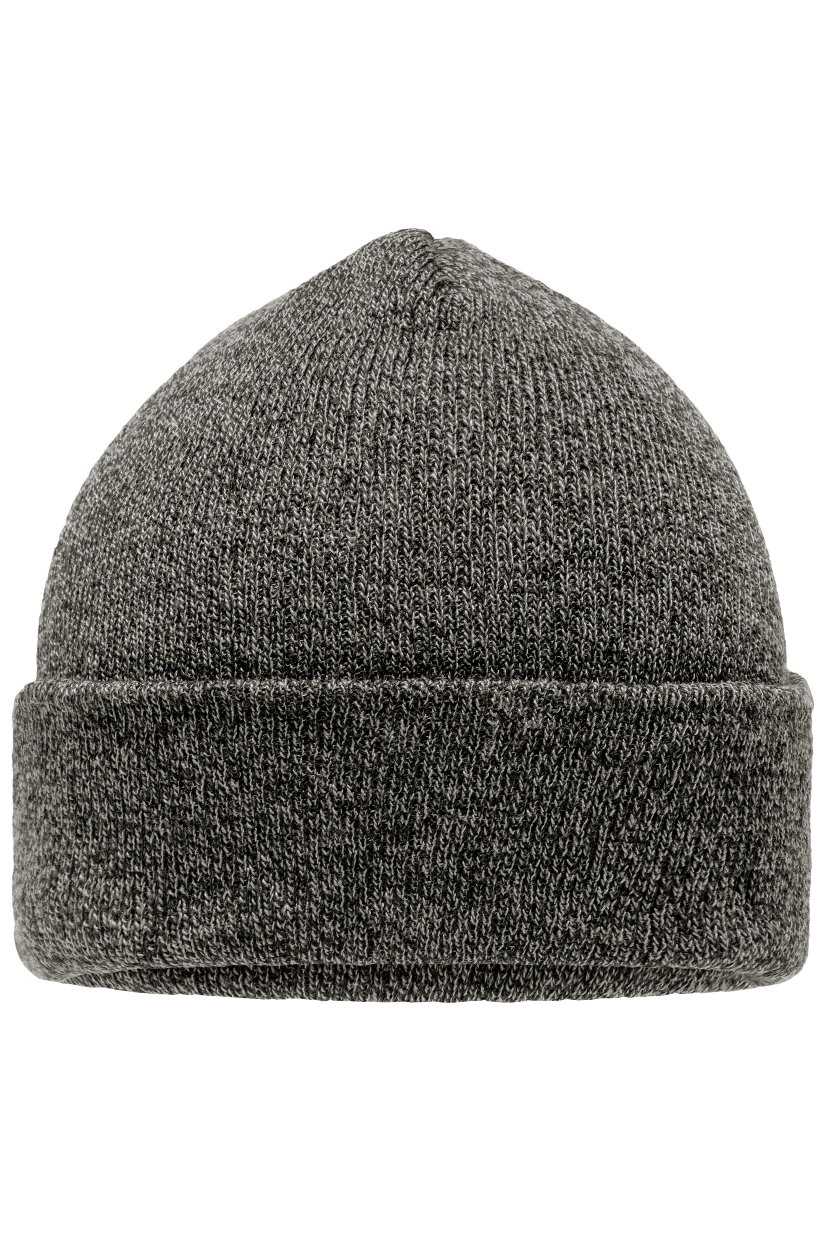 James & Nicholson Melierte Strickmütze mit Umschlag black-melange