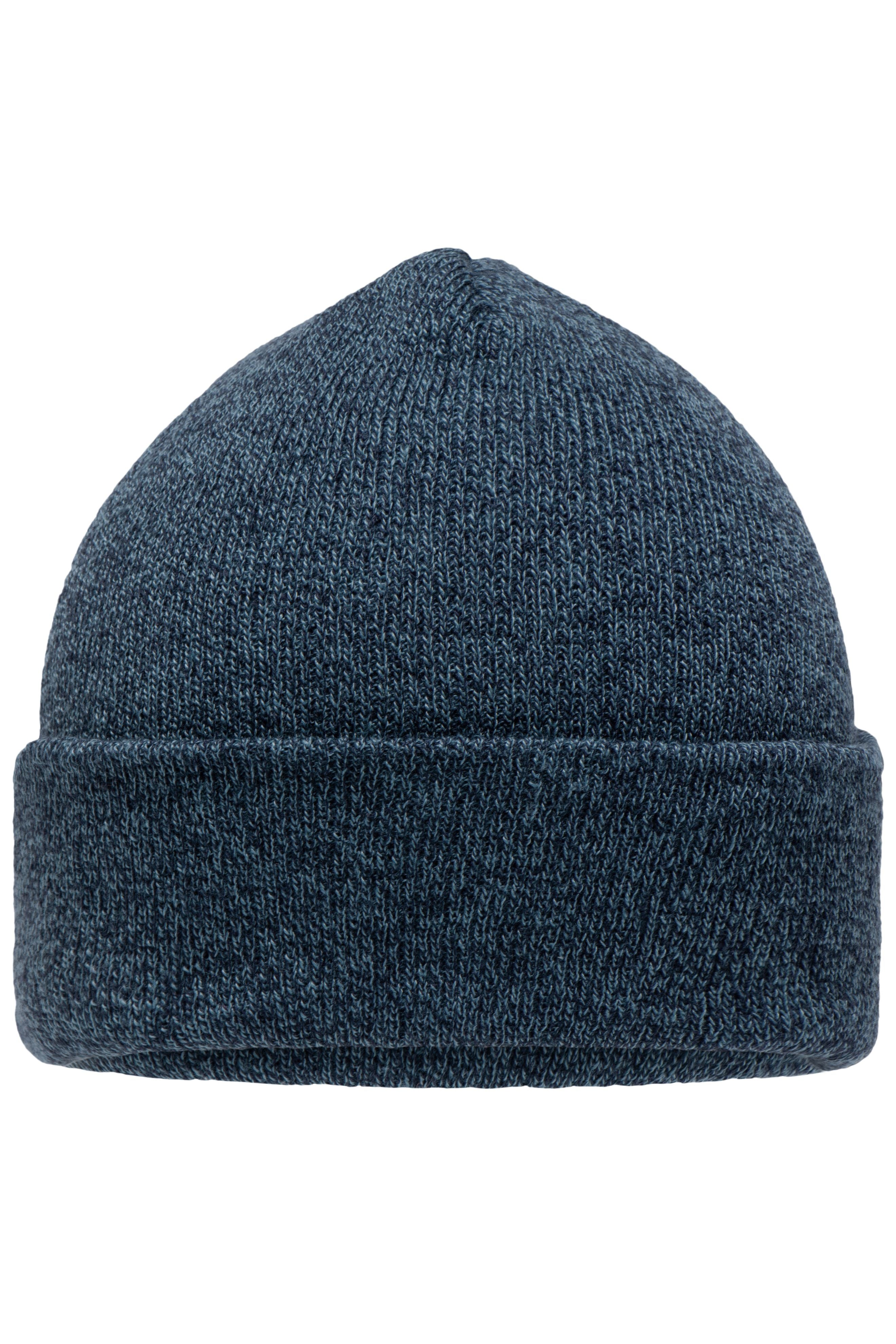 James & Nicholson Melierte Strickmütze mit Umschlag blue-melange