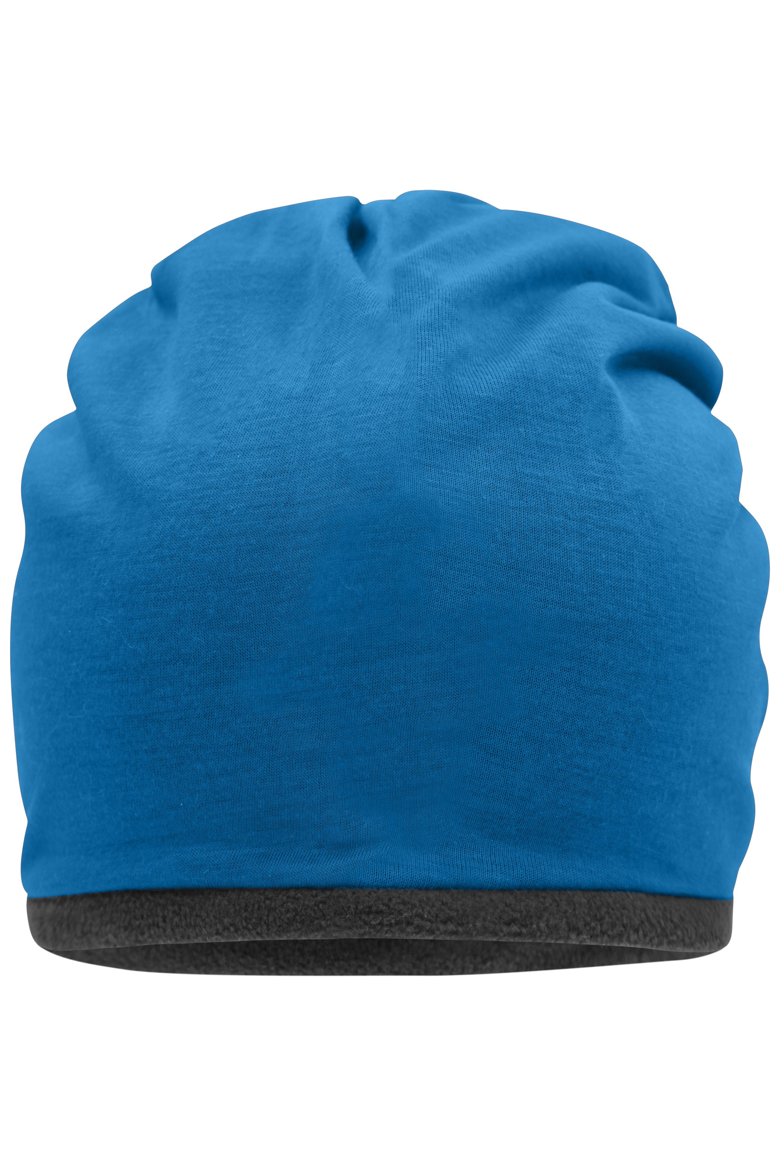James & Nicholson Fleece Mütze bright-blue/carbon