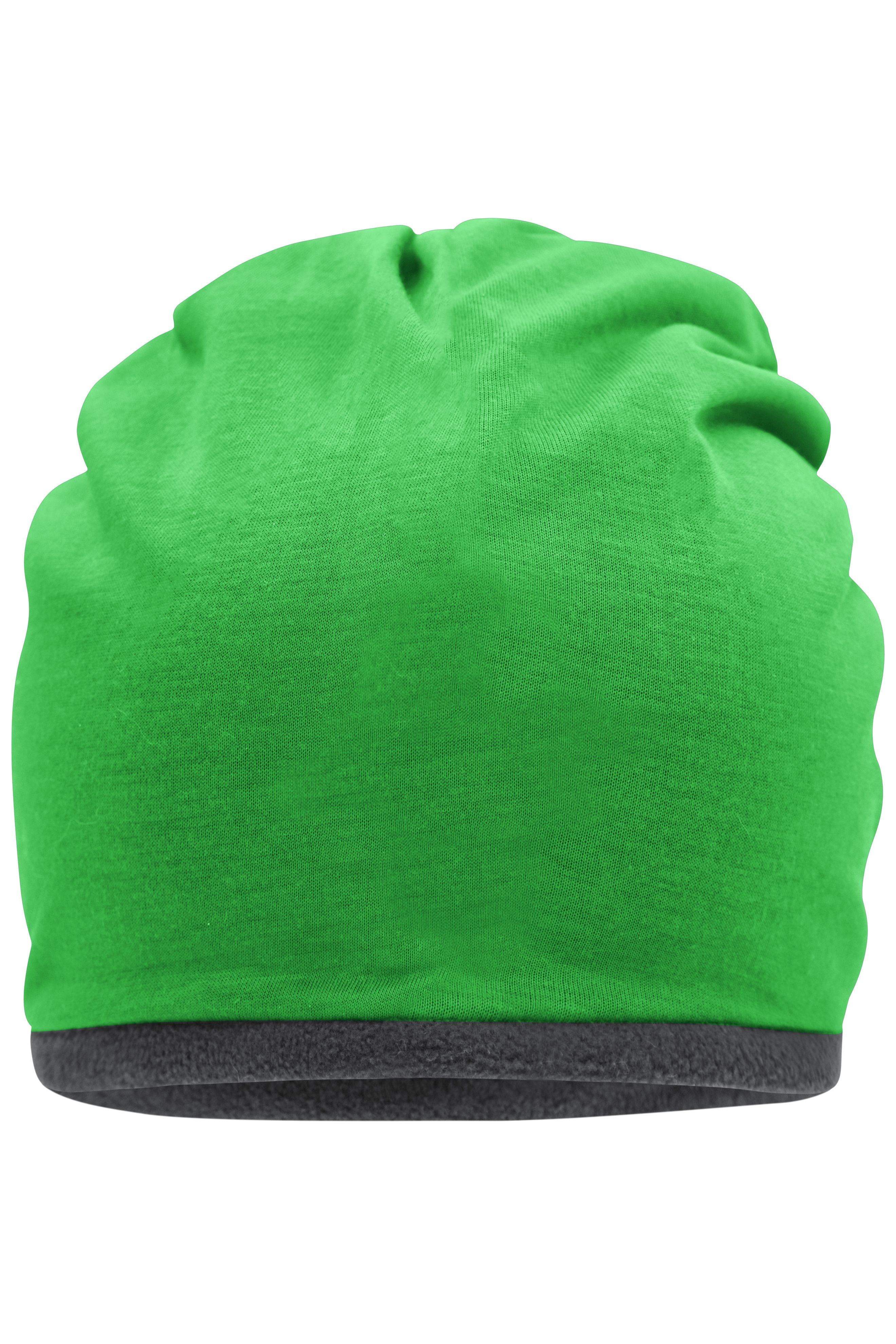 James & Nicholson Fleece Mütze fern-green/carbon