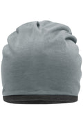 James & Nicholson Fleece Mütze grey-heather/carbon