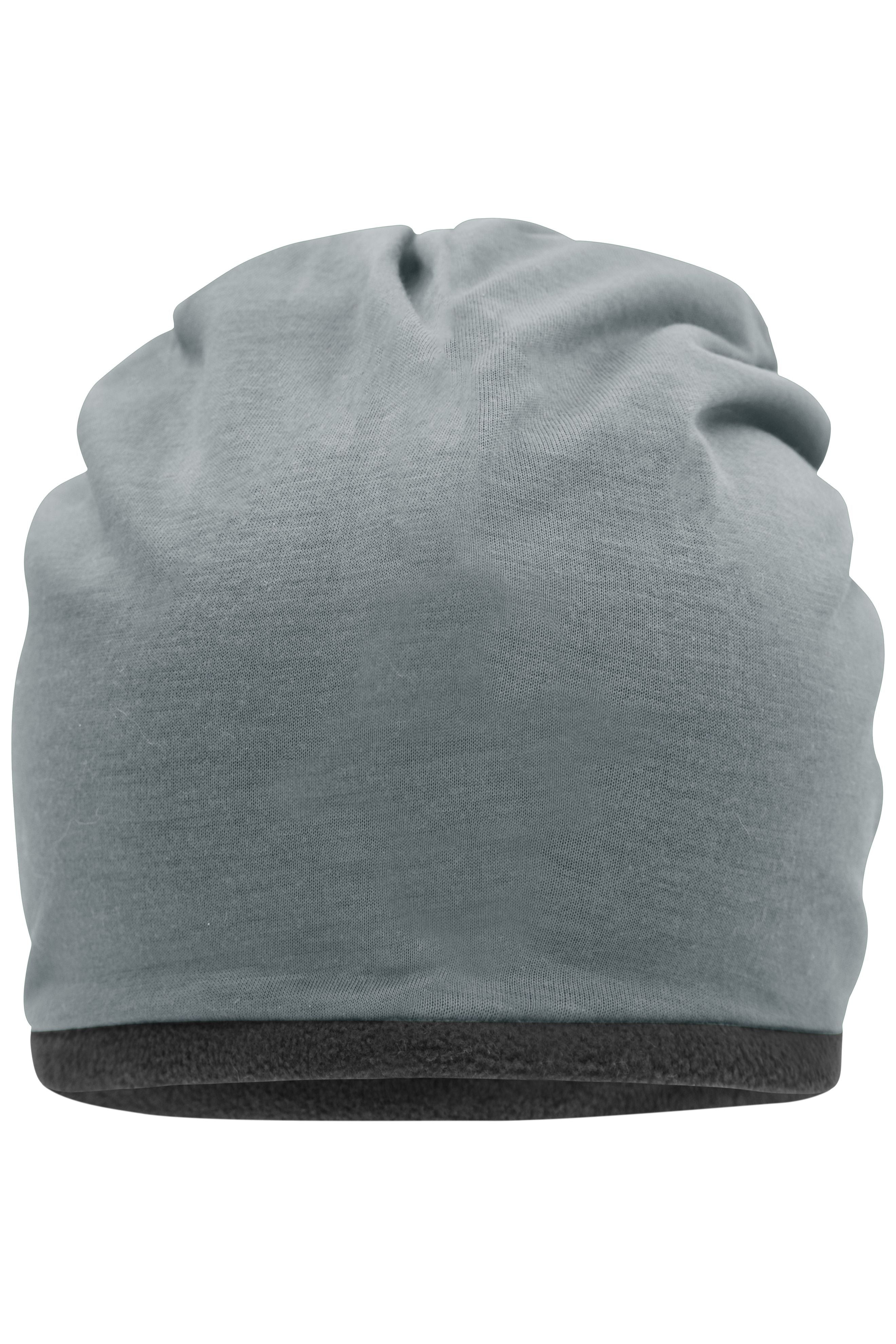James & Nicholson Fleece Mütze grey-heather/carbon
