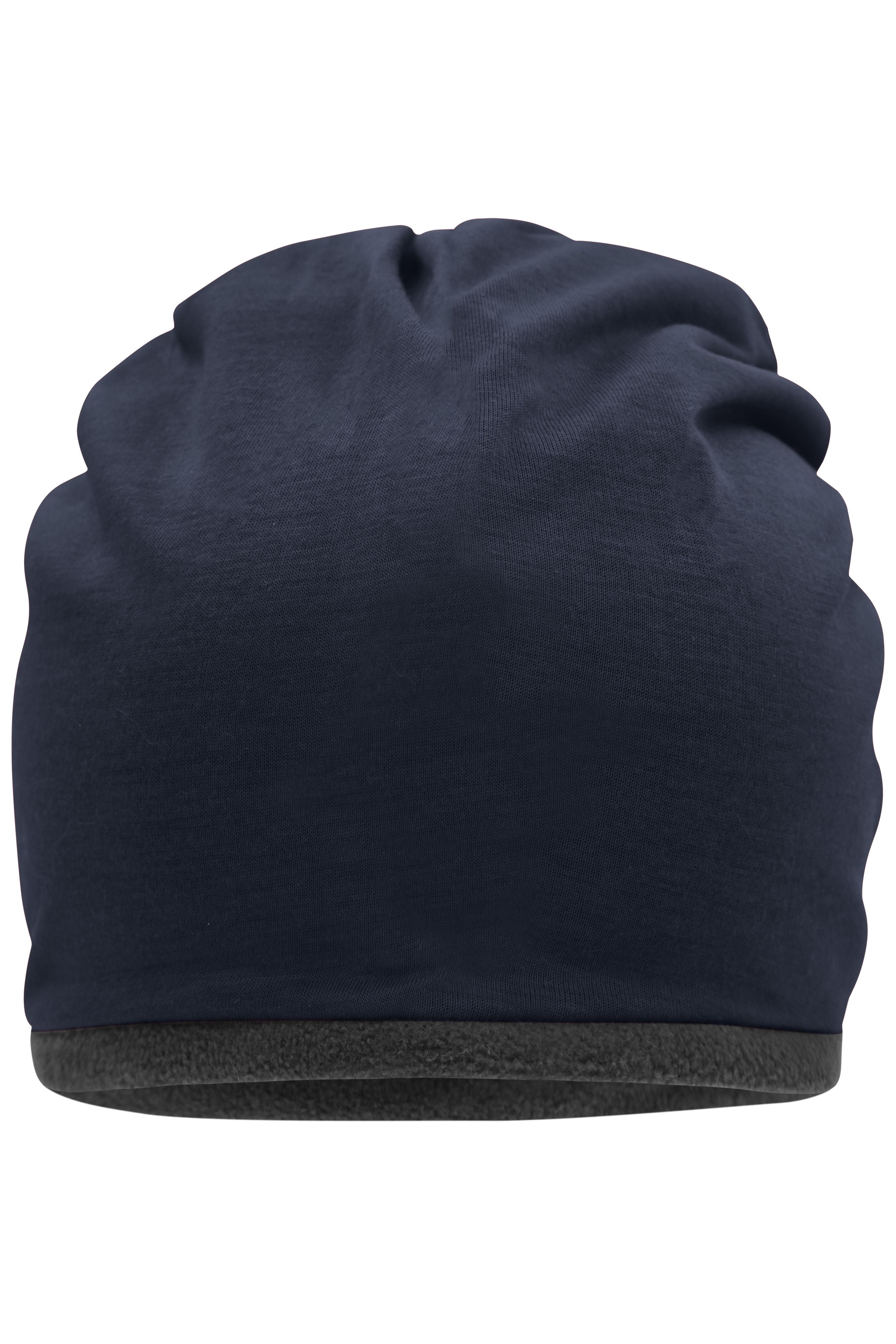 James & Nicholson Fleece Mütze navy/carbon