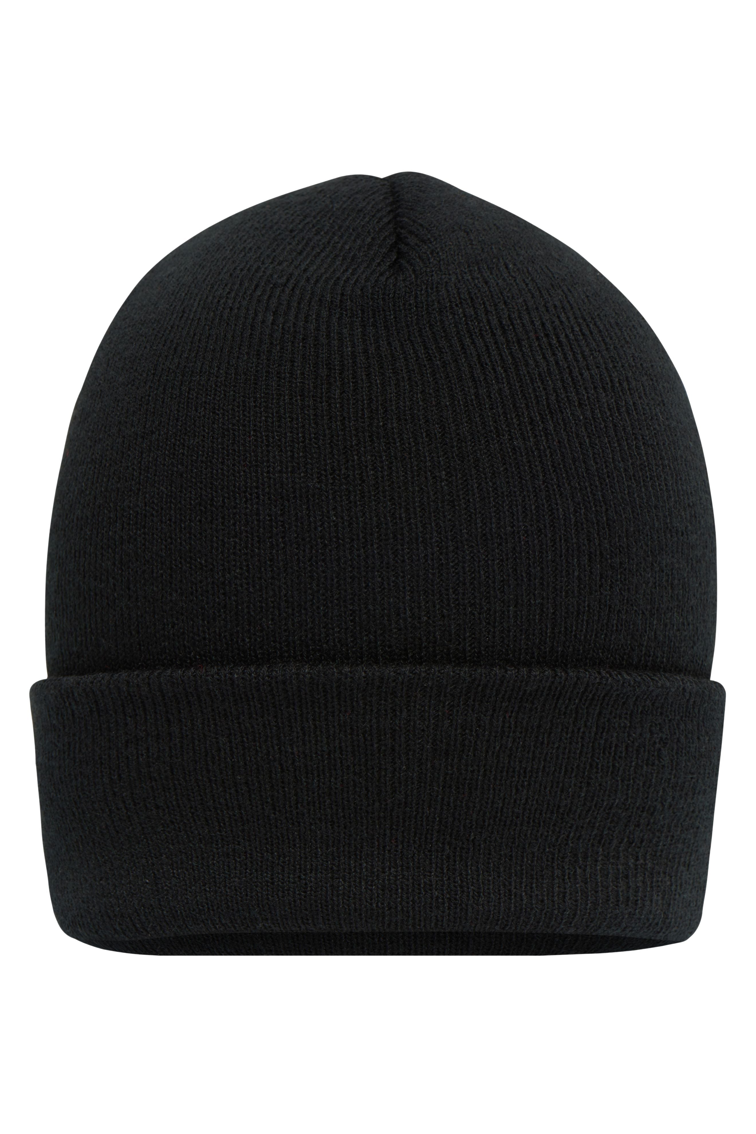 James & Nicholson Klassische Strickmütze mit extra breitem Umschlag black