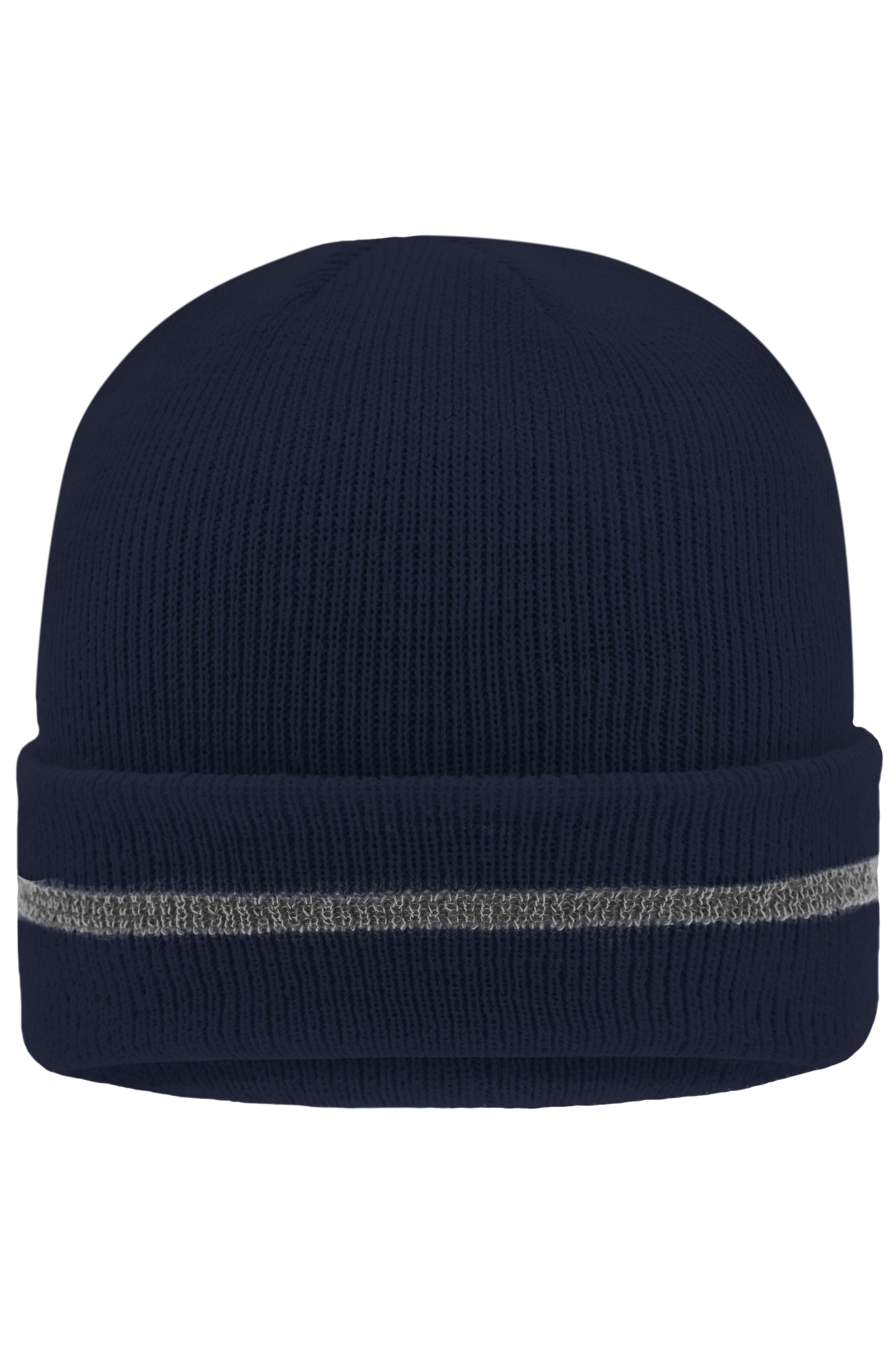 James & Nicholson Mütze mit reflektierendem Streifen navy/silver