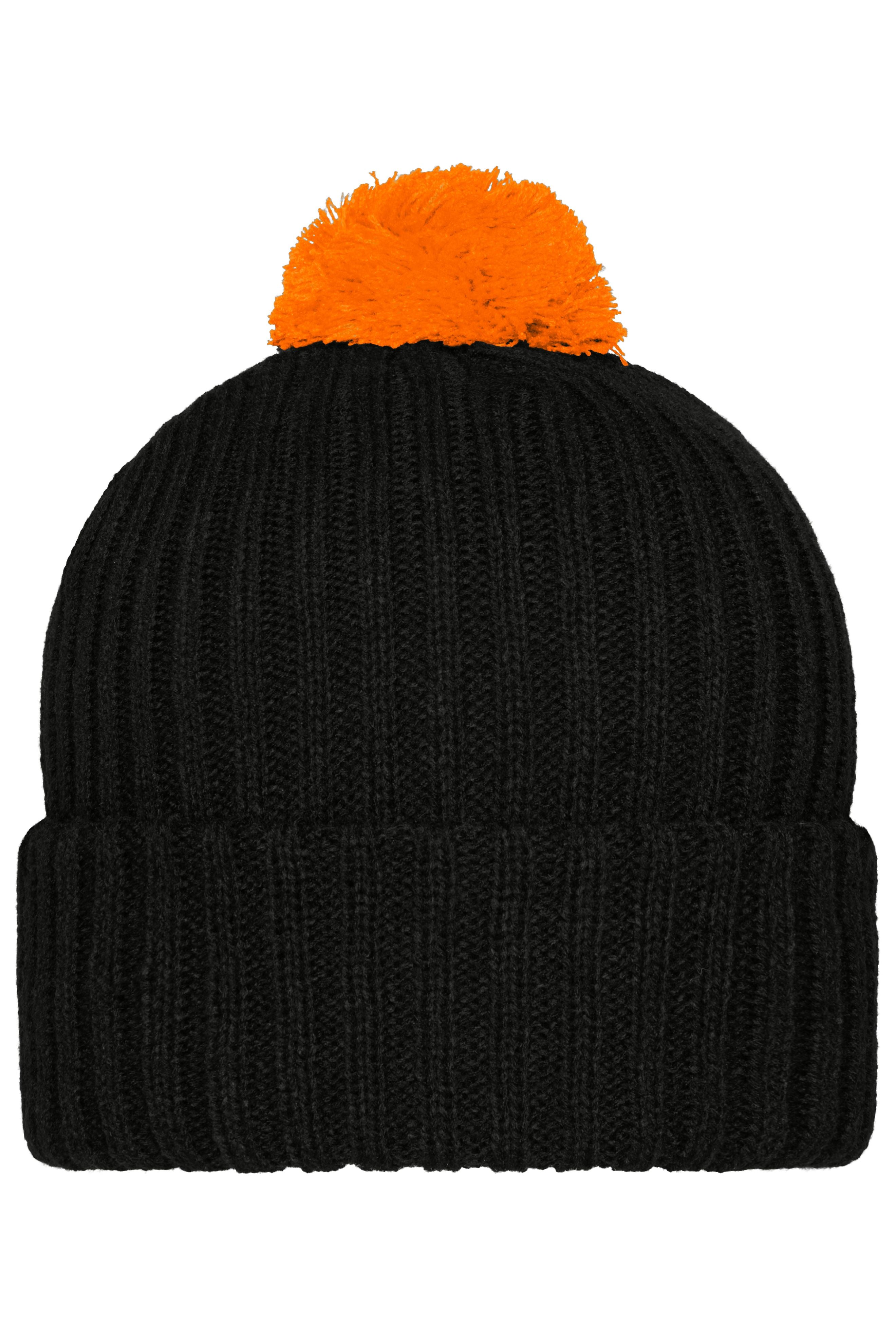James & Nicholson Trendige Bommelmütze black/orange
