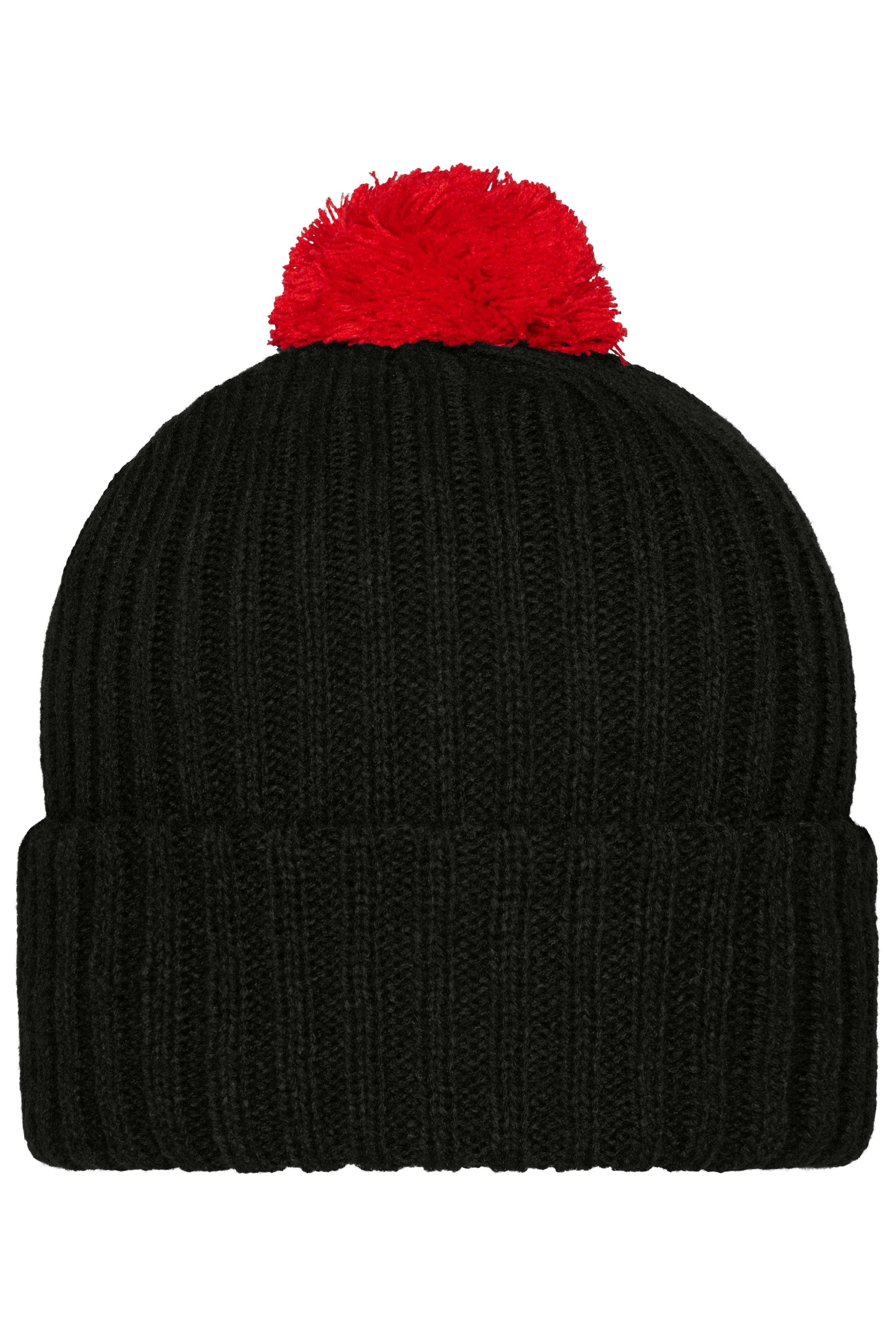 James & Nicholson Trendige Bommelmütze black/red