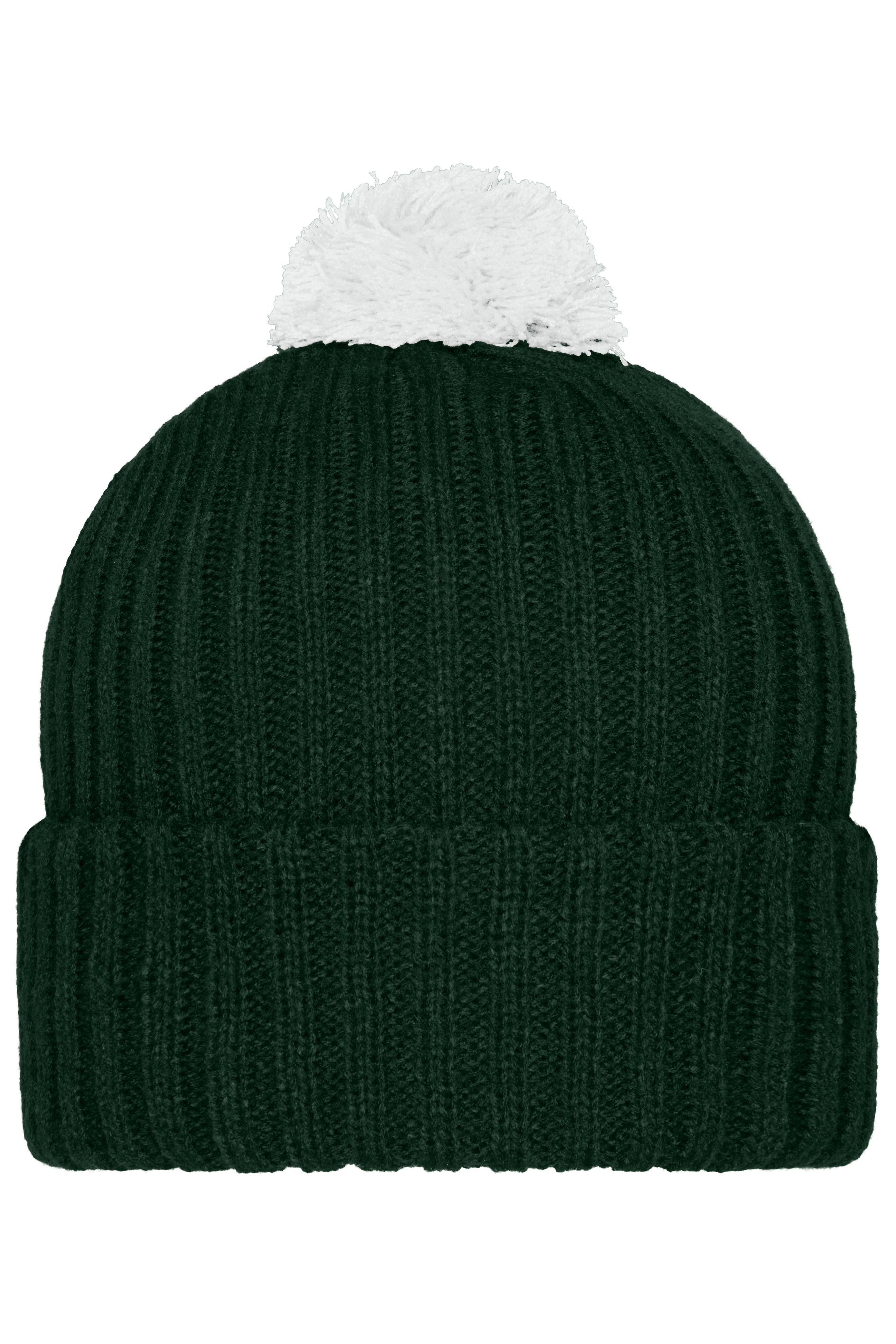 James & Nicholson Trendige Bommelmütze dark-green/white
