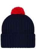 James & Nicholson Trendige Bommelmütze navy/red