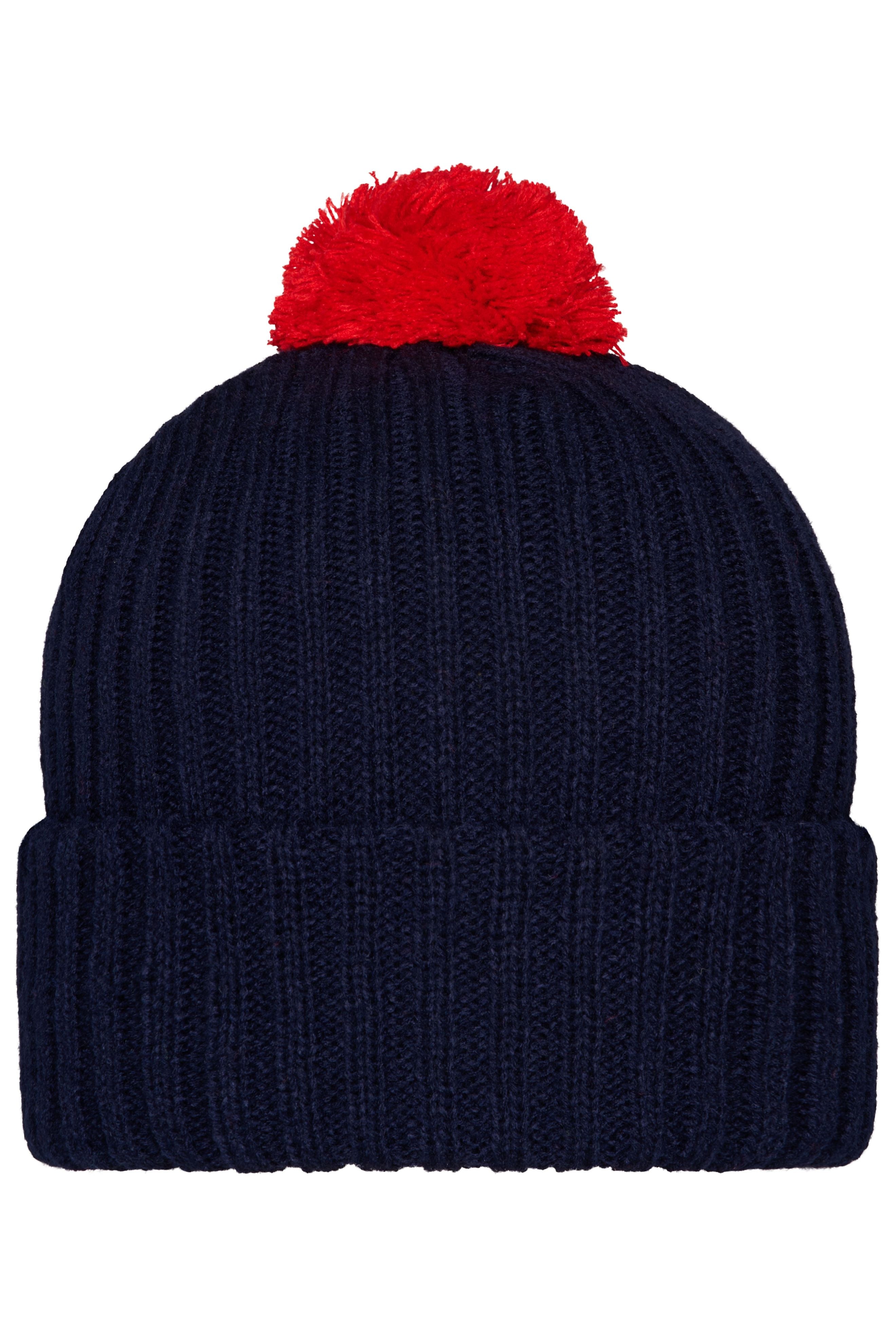 James & Nicholson Trendige Bommelmütze navy/red