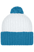 James & Nicholson Trendige Bommelmütze white/aqua