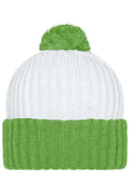 James & Nicholson Trendige Bommelmütze white/lime-green