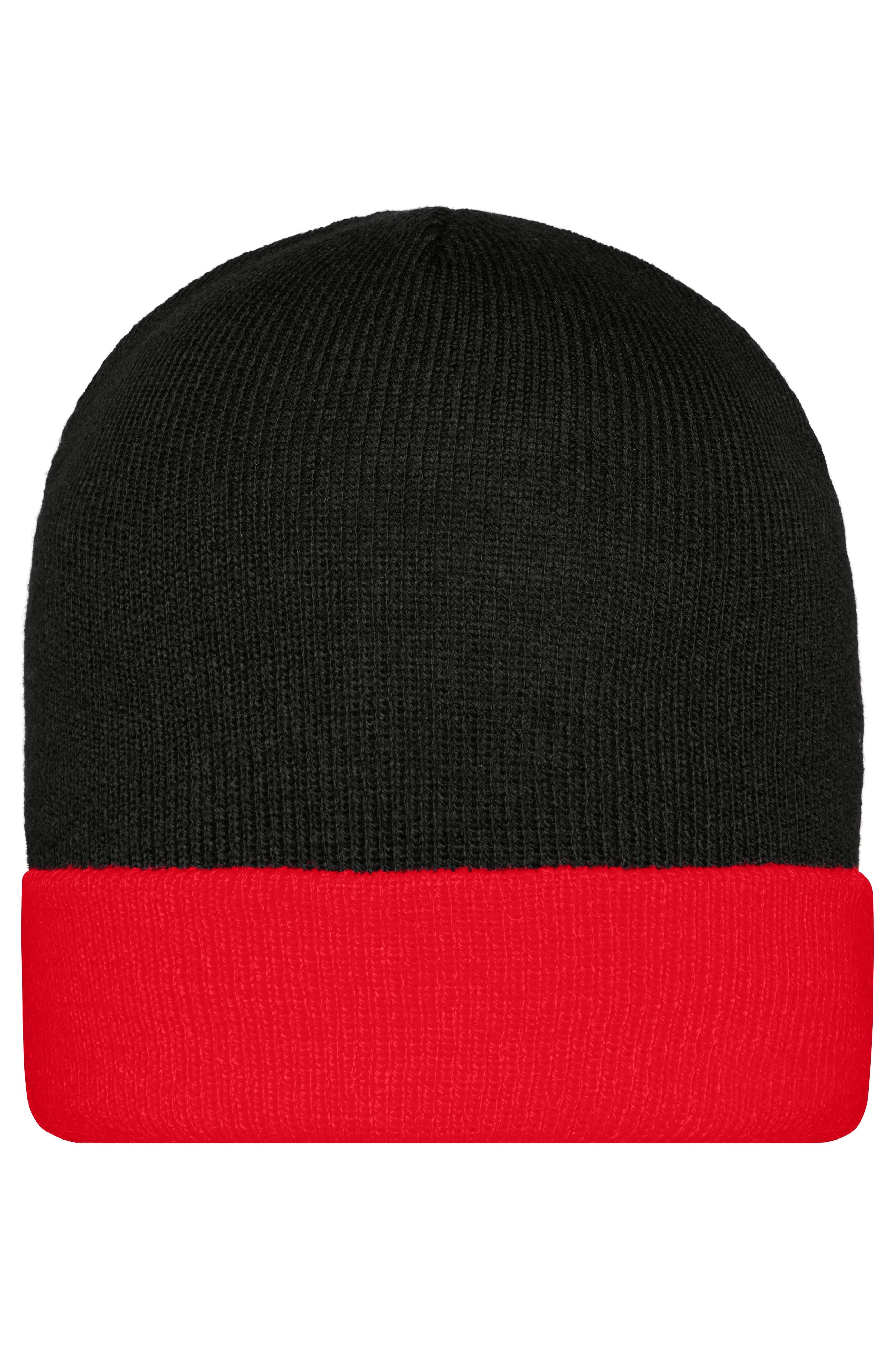 James & Nicholson Klassische Strickmütze black/red