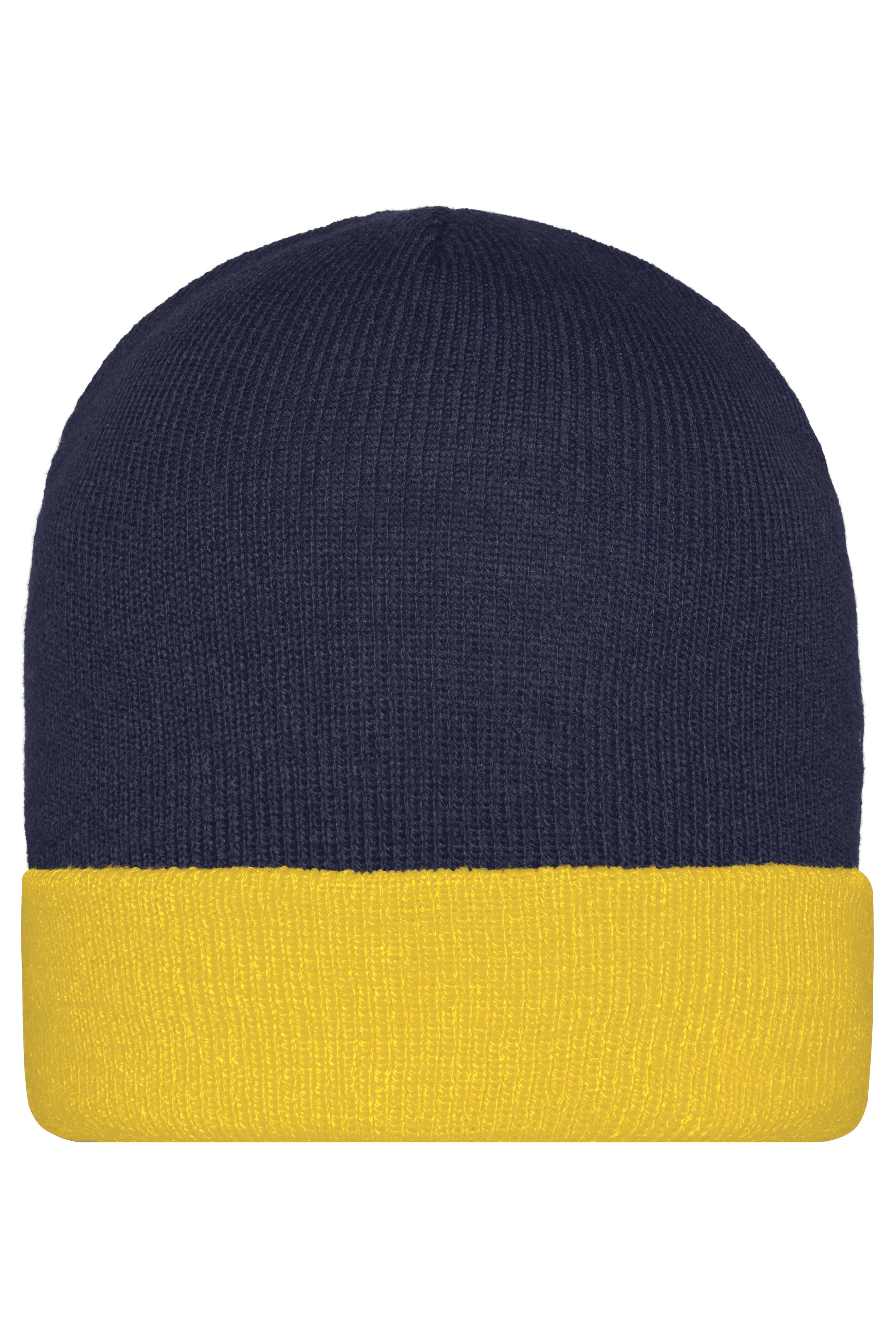 James & Nicholson Klassische Strickmütze navy/gold-yellow