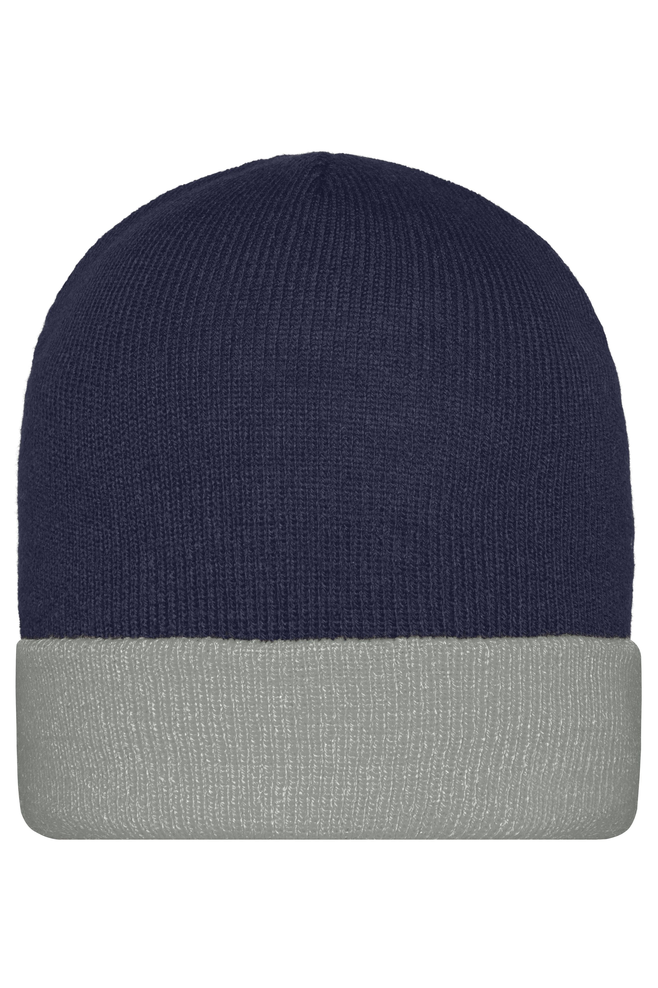 James & Nicholson Klassische Strickmütze navy/grey