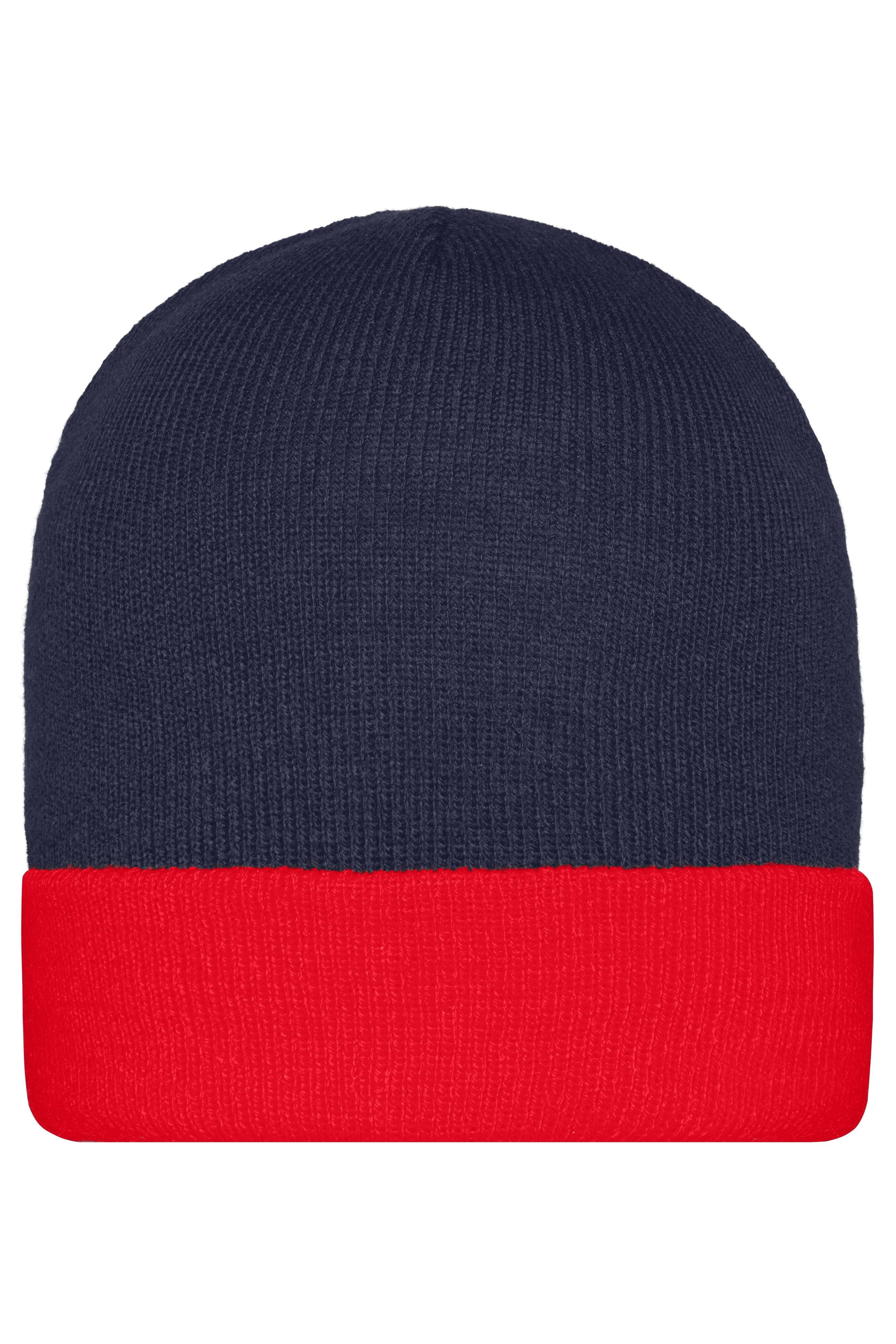 James & Nicholson Klassische Strickmütze navy/red