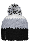 James & Nicholson 3-farbige Häkelmütze mit Bommel black/silver/white