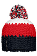 James & Nicholson 3-farbige Häkelmütze mit Bommel navy/red/white