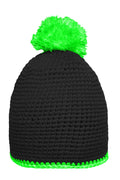 James & Nicholson Häkelmütze mit Pompon black/neon-green