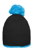 James & Nicholson Häkelmütze mit Pompon black/turquoise
