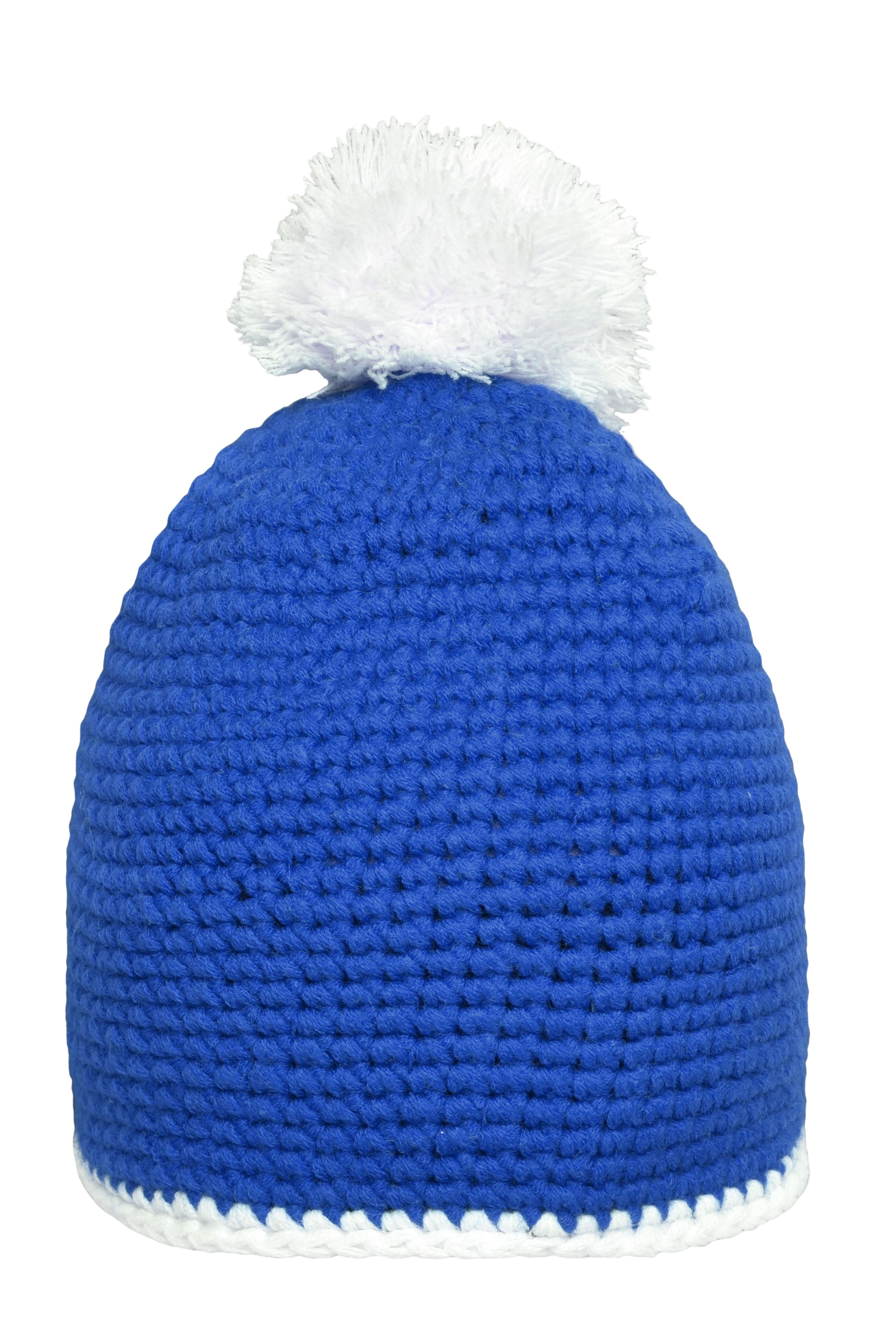 James & Nicholson Häkelmütze mit Pompon blue/white