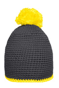 James & Nicholson Häkelmütze mit Pompon carbon/yellow