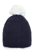 James & Nicholson Häkelmütze mit Pompon navy/white