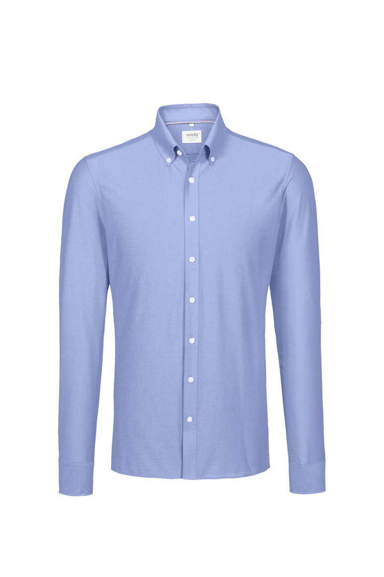HAKRO Hemd Natural Stretch Regular ozeanblau