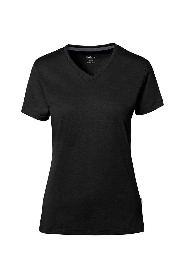 HAKRO Cotton Tec® Damen V-Shirt schwarz
