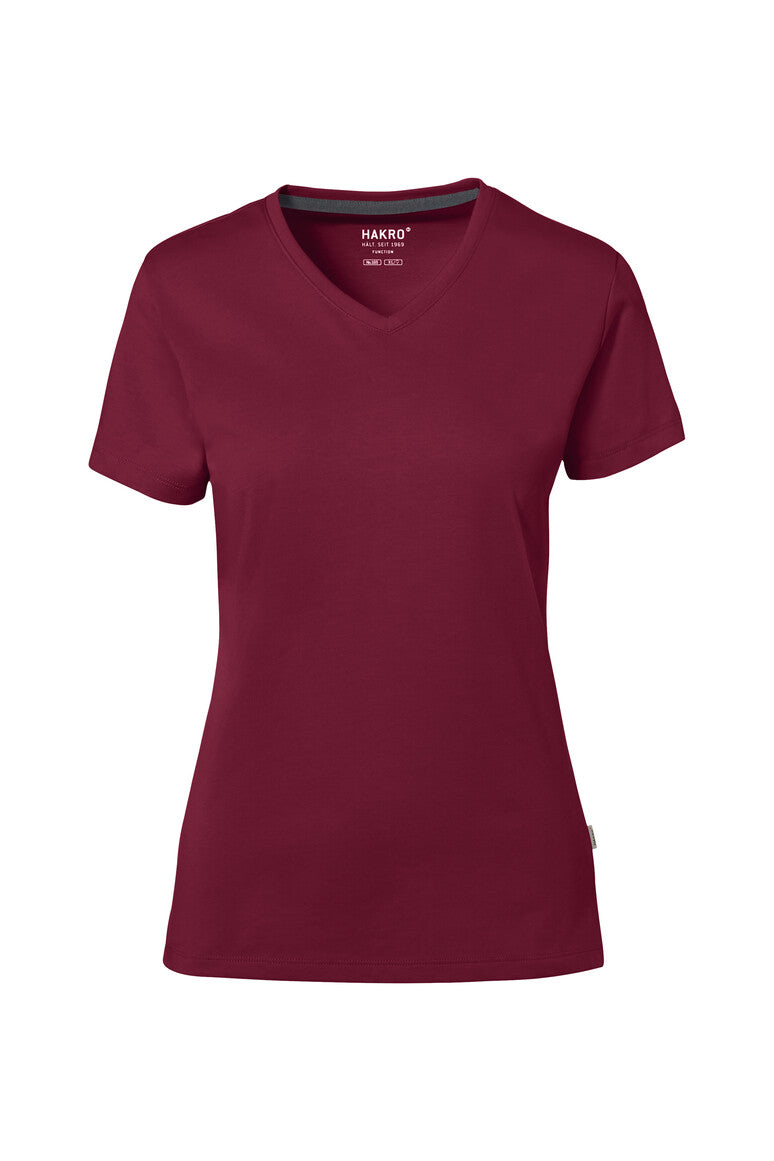 HAKRO Cotton Tec® Damen V-Shirt weinrot
