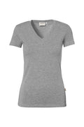 HAKRO Damen V-Shirt Stretch grau meliert
