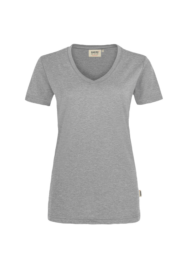 HAKRO Damen V-Shirt Mikralinar® grau meliert