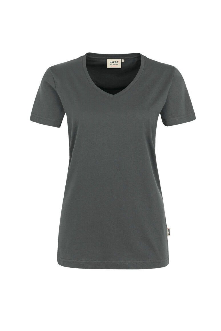 HAKRO Damen V-Shirt Mikralinar® anthrazit