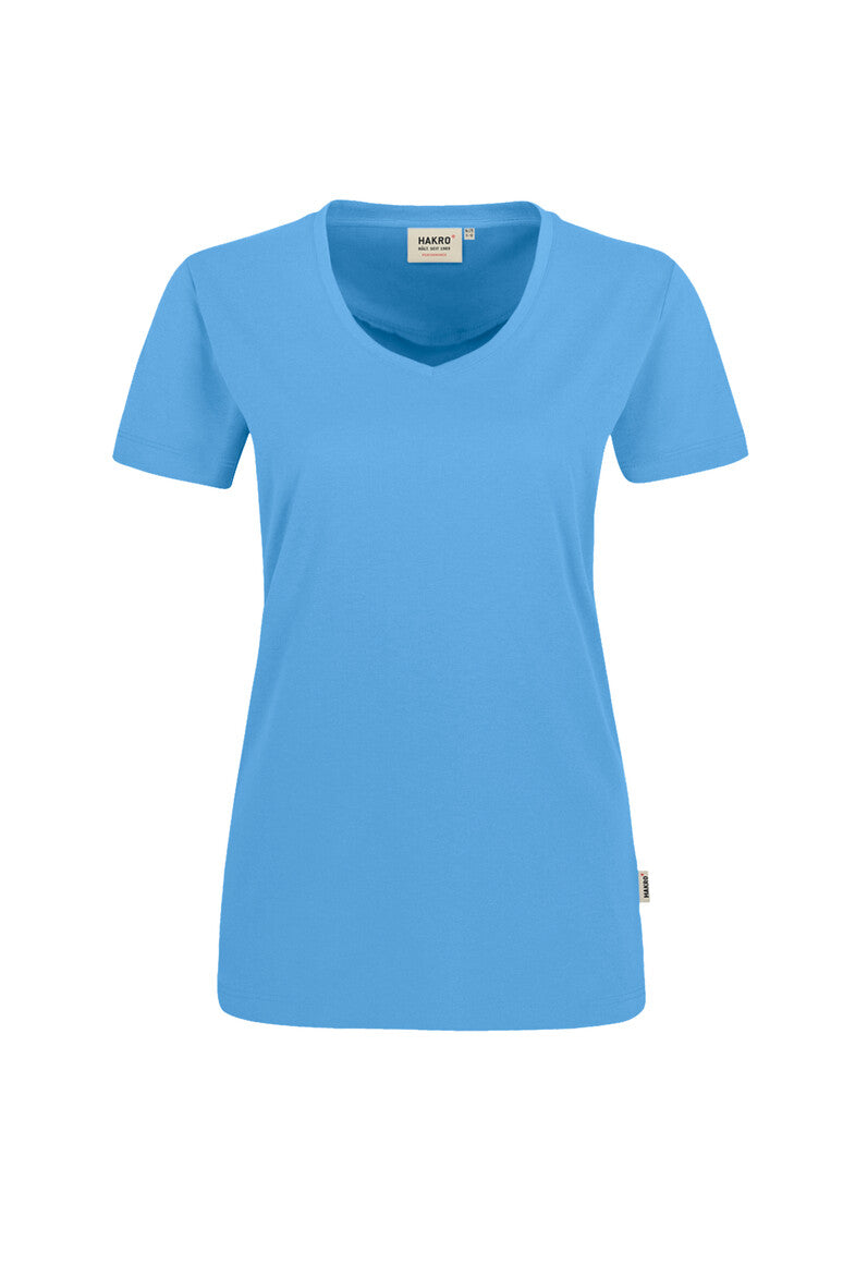 HAKRO Damen V-Shirt Mikralinar® malibublau