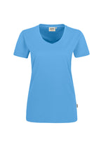 HAKRO Damen V-Shirt Mikralinar® malibublau