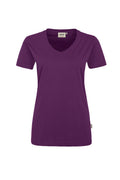 HAKRO Damen V-Shirt Mikralinar® aubergine