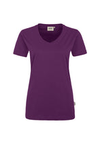 HAKRO Damen V-Shirt Mikralinar® aubergine